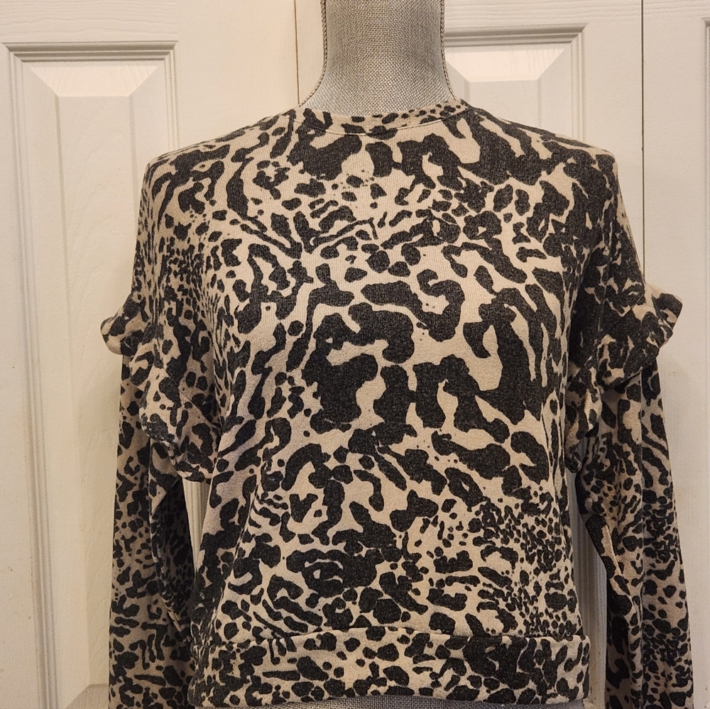 Tart Gray and Black Leopard Patterned Sweater